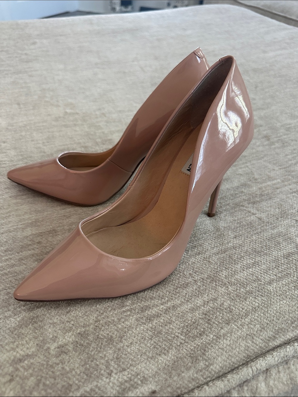 Steve Madden Nude Patent Pointed-Toe Stiletto Pumps